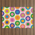 Happy Flowers Colorful Springtime Pattern Outdoor Rug Gallery Image 1