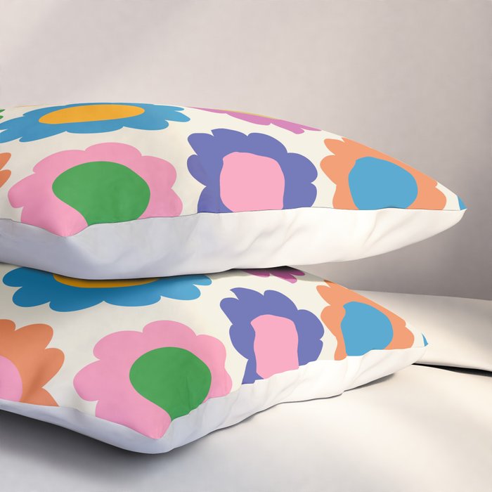 Happy Flowers Colorful Springtime Pattern Pillow Sham Gallery Image 3
