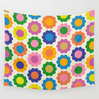 Happy Flowers Colorful Springtime Pattern Wall Tapestry Gallery Image 4