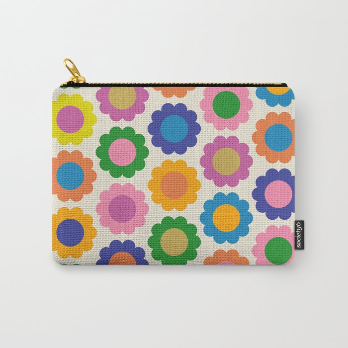 Happy Flowers Colorful Springtime Pattern Carry All Pouch Gallery Image 1