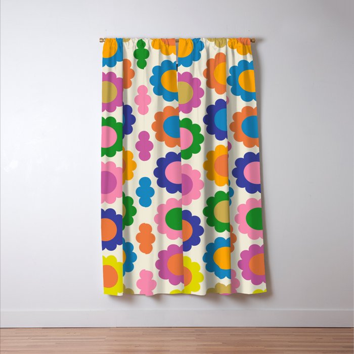 Happy Flowers Colorful Springtime Pattern Window Curtain Gallery Image 3