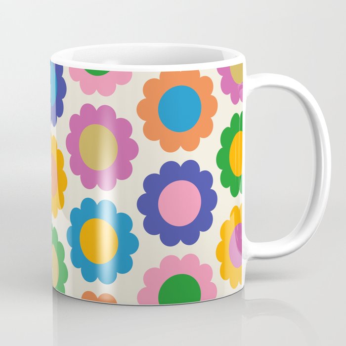 Happy Flowers Colorful Springtime Pattern Coffee Mug Gallery Image 1