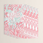 Modern hand painted coral pink teal reef coral floral Wrapping Paper Gallery Image 3