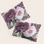 Purple Plum Pink Watercolor Peonies and Greenery Pillow Sham Gallery Image 3