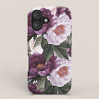 Purple Plum Pink Watercolor Peonies and Greenery iPhone Case Gallery Image 1