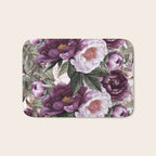 Purple Plum Pink Watercolor Peonies and Greenery Bath Mat Gallery Image 1