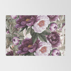 Purple Plum Pink Watercolor Peonies and Greenery Rug Gallery Image 2