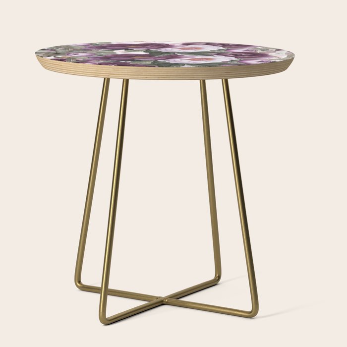 Purple Plum Pink Watercolor Peonies and Greenery Side Table Gallery Image 1