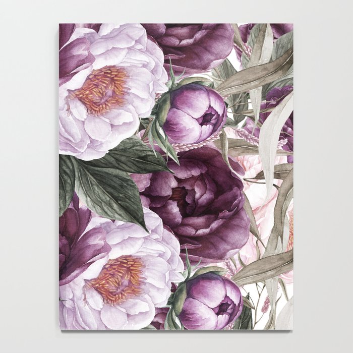 Purple Plum Pink Watercolor Peonies and Greenery Notebook Gallery Image 4