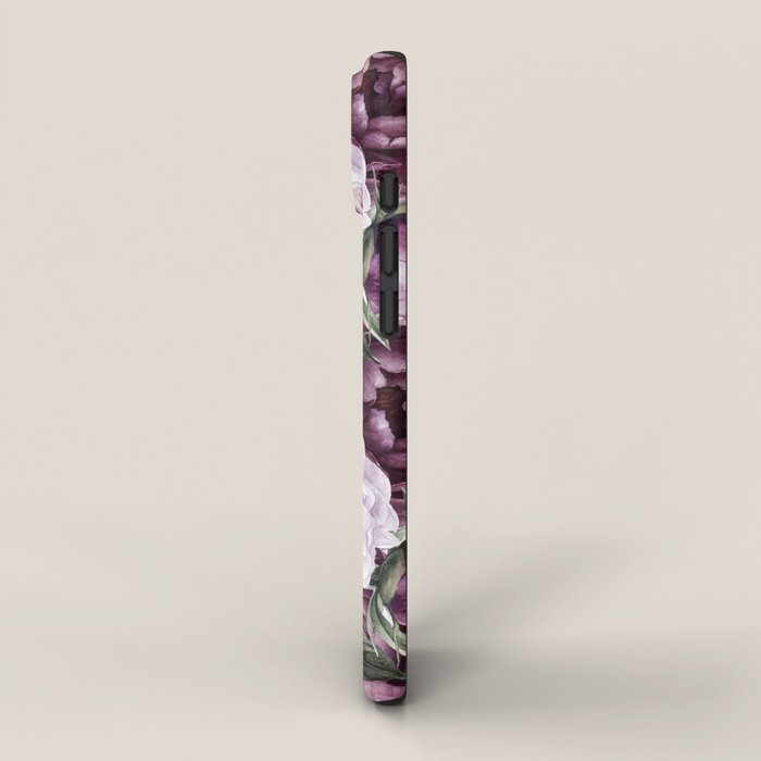 Purple Plum Pink Watercolor Peonies and Greenery iPhone Case Gallery Image 2