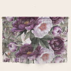 Purple Plum Pink Watercolor Peonies and Greenery Wall Hanging Gallery Image 1