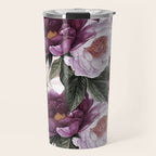 Purple Plum Pink Watercolor Peonies and Greenery Travel Mug Gallery Image 1