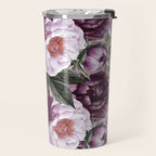 Purple Plum Pink Watercolor Peonies and Greenery Travel Mug Gallery Image 2