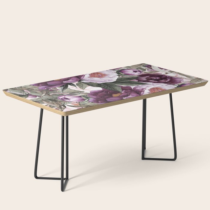 Purple Plum Pink Watercolor Peonies and Greenery Coffee Table Gallery Image 1