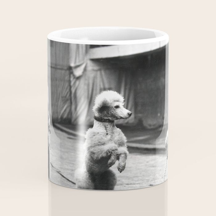 Poodle Jumping Rope, Black and White, Vintage Art Coffee Mug Gallery Image 4