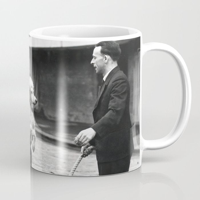 Poodle Jumping Rope, Black and White, Vintage Art Coffee Mug Gallery Image 1