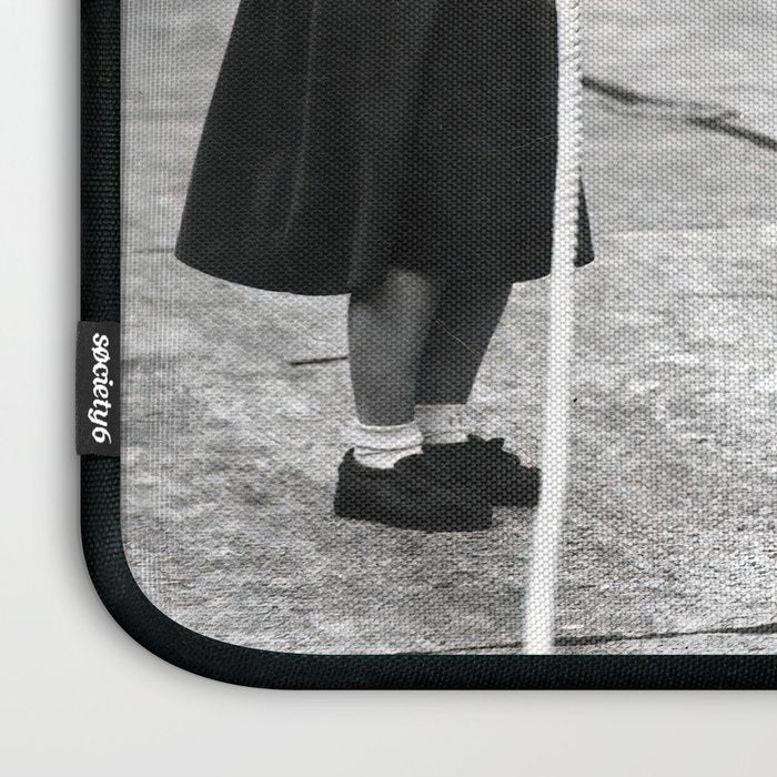 Poodle Jumping Rope, Black and White, Vintage Art Laptop Sleeve Gallery Image 3