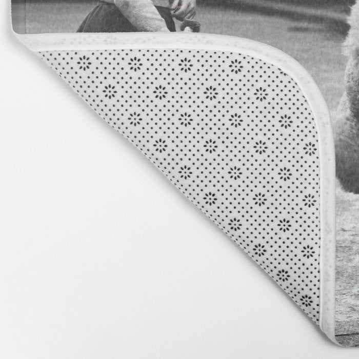 Poodle Jumping Rope, Black and White, Vintage Art Bath Mat Gallery Image 2