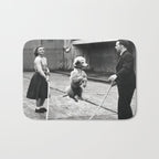 Poodle Jumping Rope, Black and White, Vintage Art Bath Mat Gallery Image 1