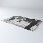 Poodle Jumping Rope, Black and White, Vintage Art Rug Gallery Image 3