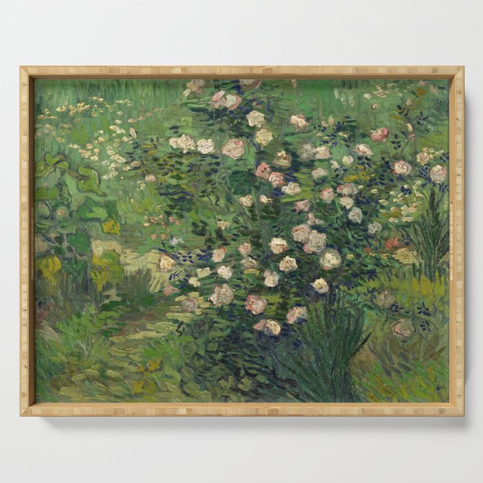 Vincent Van Gogh,Blooming Rose Bush Serving Tray Gallery Image 1