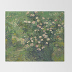 Vincent Van Gogh,Blooming Rose Bush Throw Blanket Gallery Image 2