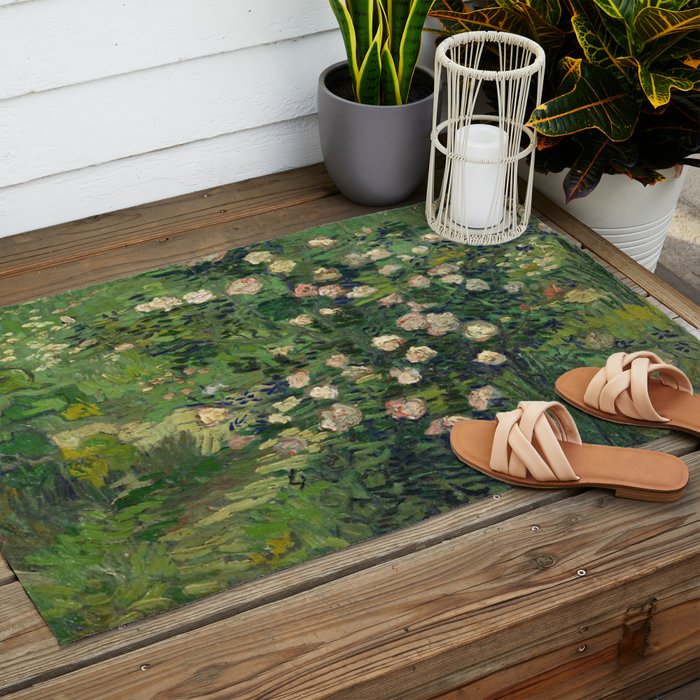 Vincent Van Gogh,Blooming Rose Bush Outdoor Rug Gallery Image 2