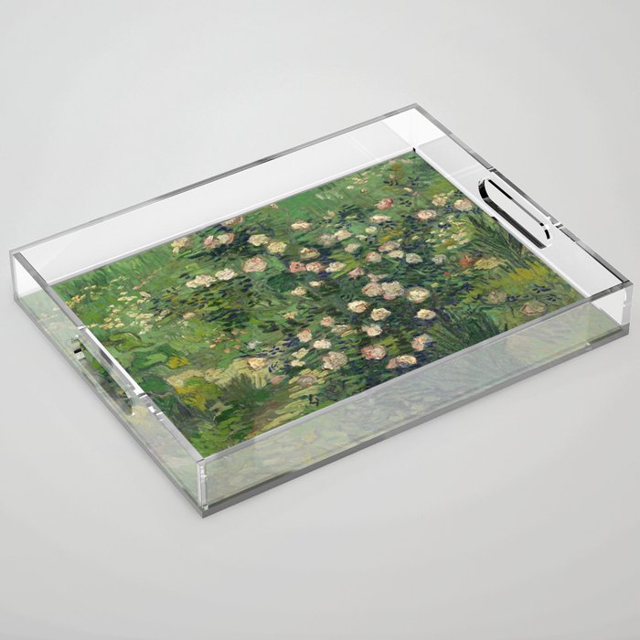 Vincent Van Gogh,Blooming Rose Bush Acrylic Tray Gallery Image 1