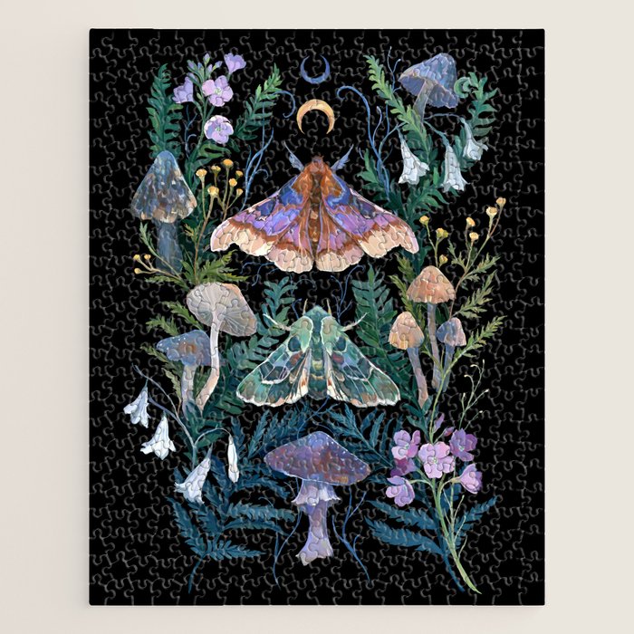 Sphinx Moth Moon Garden Jigsaw Puzzle