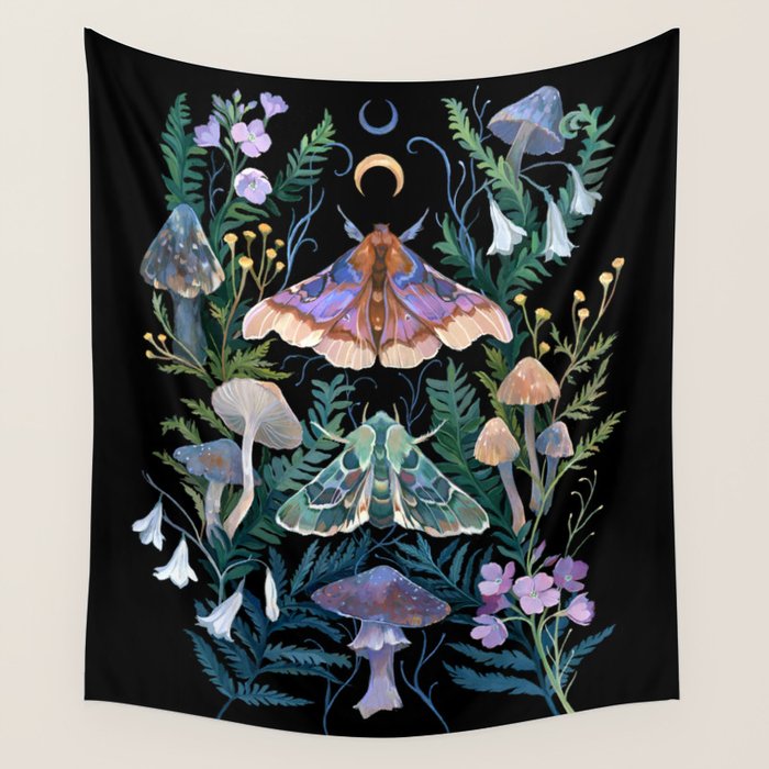 Sphinx Moth Moon Garden Wall Tapestry Gallery Image 4