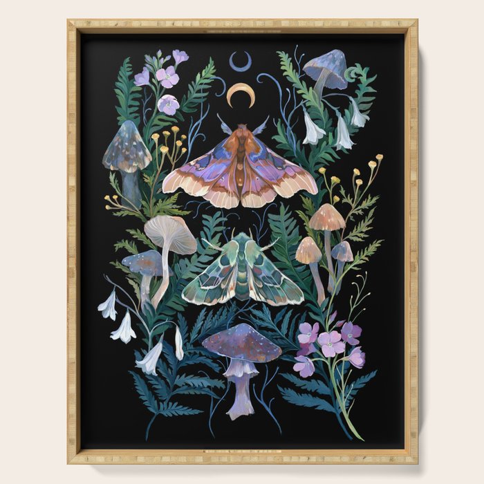 Sphinx Moth Moon Garden Serving Tray Gallery Image 1
