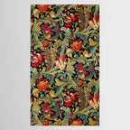 Vintage floral pattern (1918) Red Tulips Green Leaves Tablecloth Gallery Image 2