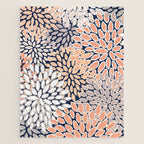 Floral Prints, Navy, Coral, Peach and Gray, Abstract Art, Coloured Prints Jigsaw Puzzle Gallery Image 1
