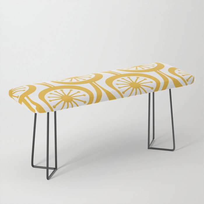 Mid Century Modern Atomic Drops Yellow Bench Gallery Image 1
