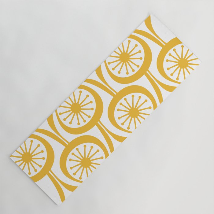 Mid Century Modern Atomic Drops Yellow Yoga Mat Gallery Image 1