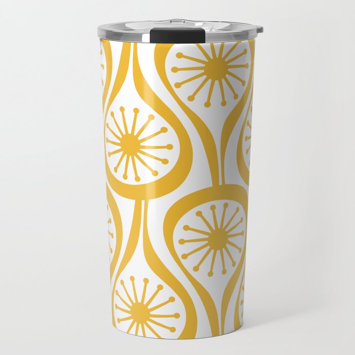 Mid Century Modern Atomic Drops Yellow Travel Mug Gallery Image 1