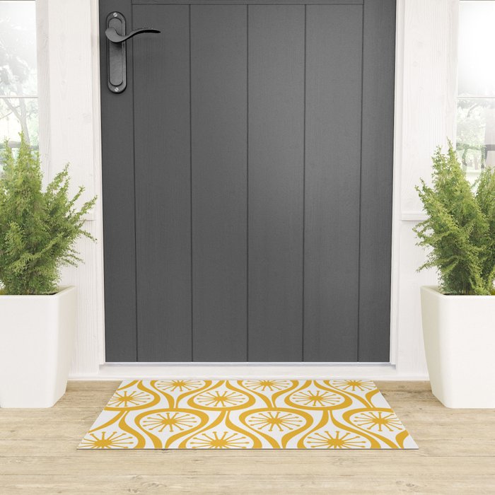 Mid Century Modern Atomic Drops Yellow Welcome Mat Gallery Image 3