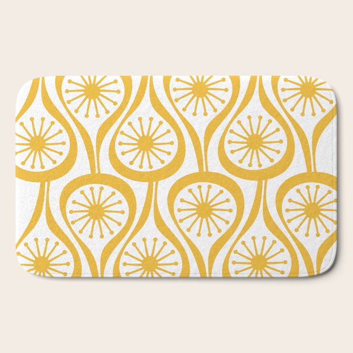 Mid Century Modern Atomic Drops Yellow Bath Mat Gallery Image 2