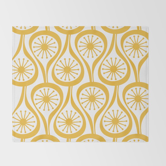 Mid Century Modern Atomic Drops Yellow Throw Blanket Gallery Image 2