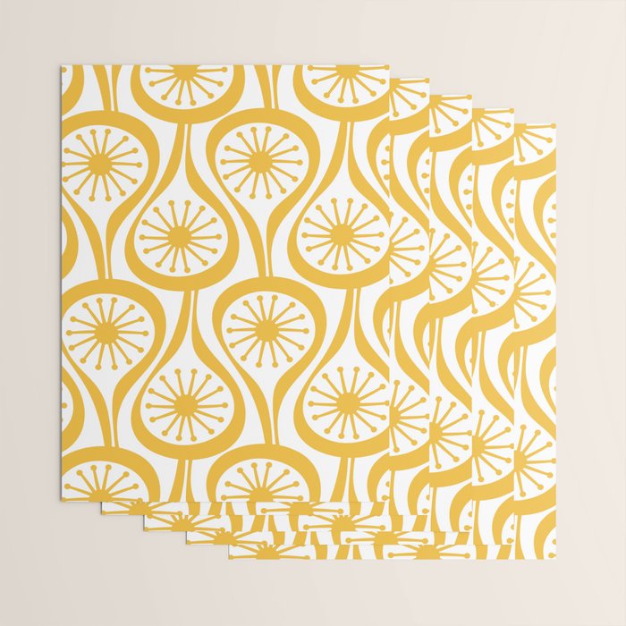 Mid Century Modern Atomic Drops Yellow Wrapping Paper Gallery Image 3