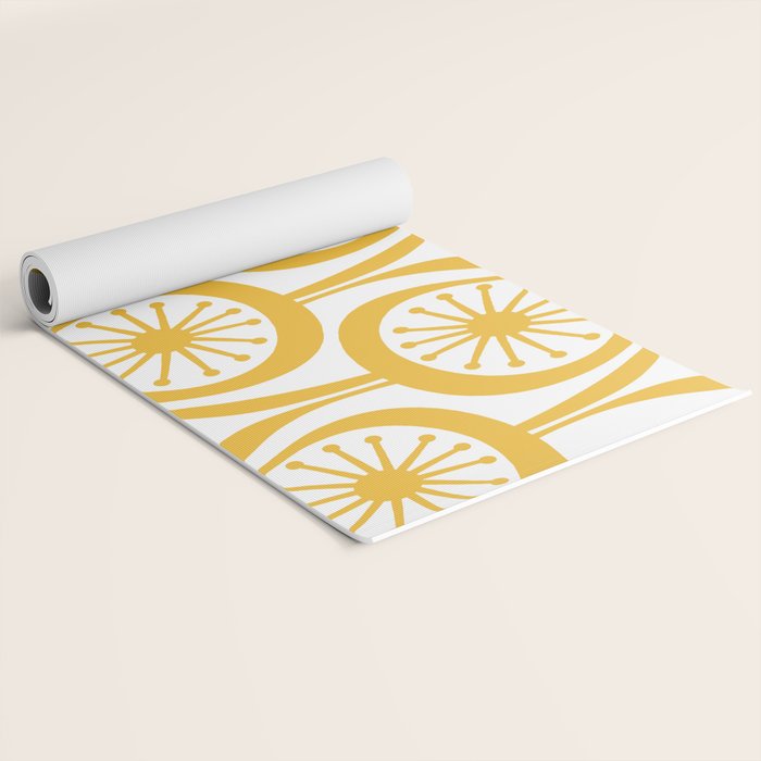 Mid Century Modern Atomic Drops Yellow Yoga Mat Gallery Image 2