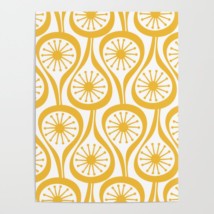 Mid Century Modern Atomic Drops Yellow Poster Gallery Image 1