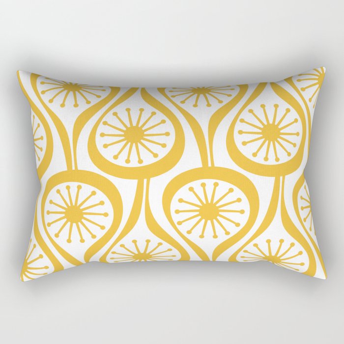 Mid Century Modern Atomic Drops Yellow Rectangular Pillow Gallery Image 1