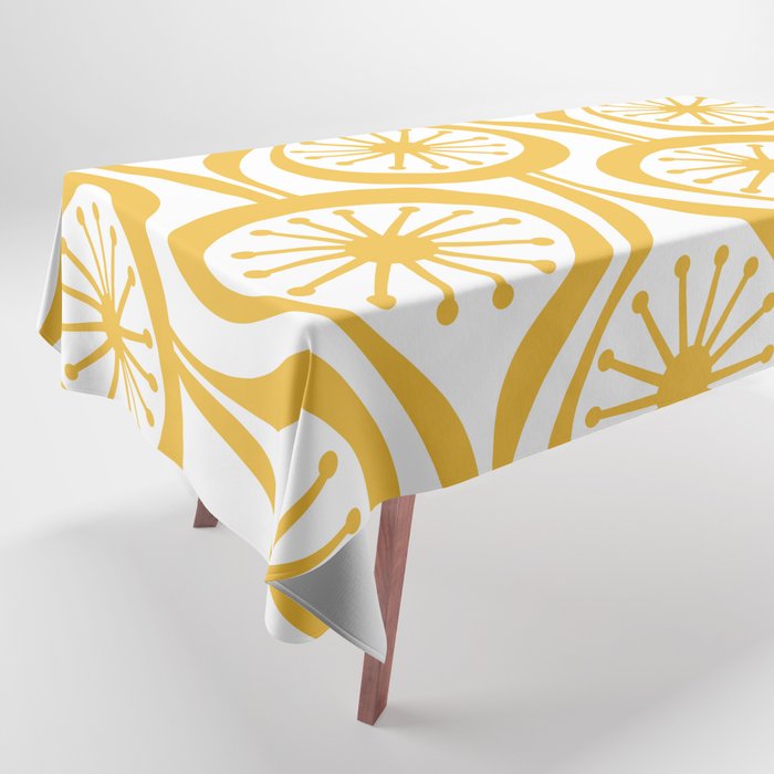 Mid Century Modern Atomic Drops Yellow Tablecloth Gallery Image 1