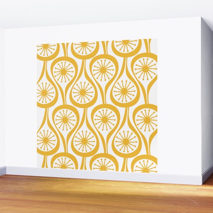 Mid Century Modern Atomic Drops Yellow Wall Mural Gallery Image 2