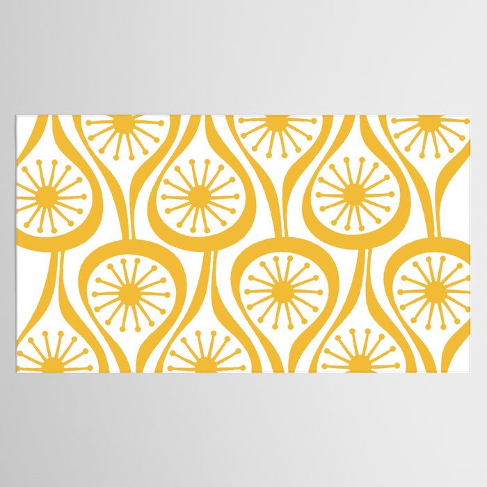 Mid Century Modern Atomic Drops Yellow Tablecloth Gallery Image 2
