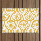Mid Century Modern Atomic Drops Yellow Outdoor Rug Gallery Image 1