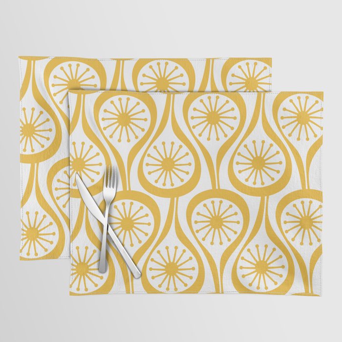 Mid Century Modern Atomic Drops Yellow Placemat Gallery Image 1