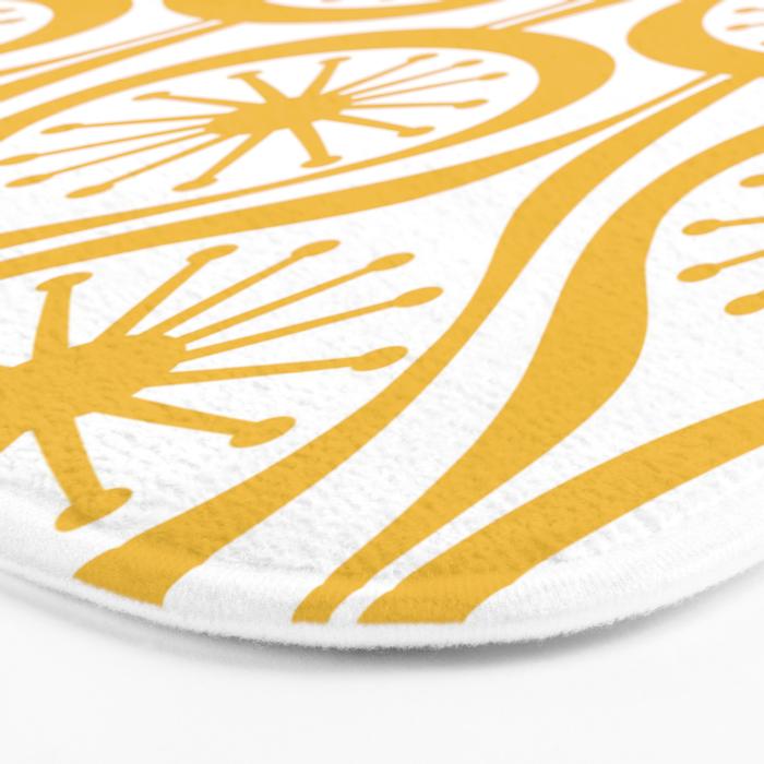 Mid Century Modern Atomic Drops Yellow Bath Mat Gallery Image 3