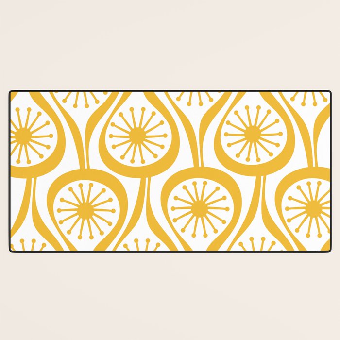 Mid Century Modern Atomic Drops Yellow Desk Mat Gallery Image 3